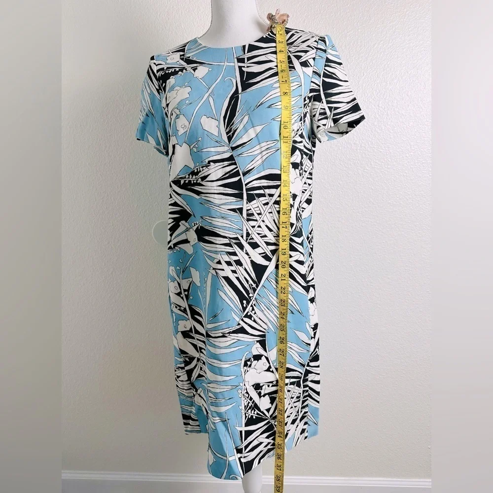 ESCADA Dratissa Sky Blue Botanical Print Shift Dress Size 34 or US size 4